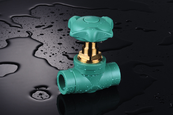 Green valve and fittings with droplets